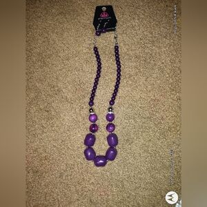 Paparazzi Purple Beaded Necklace With Matching Earrings